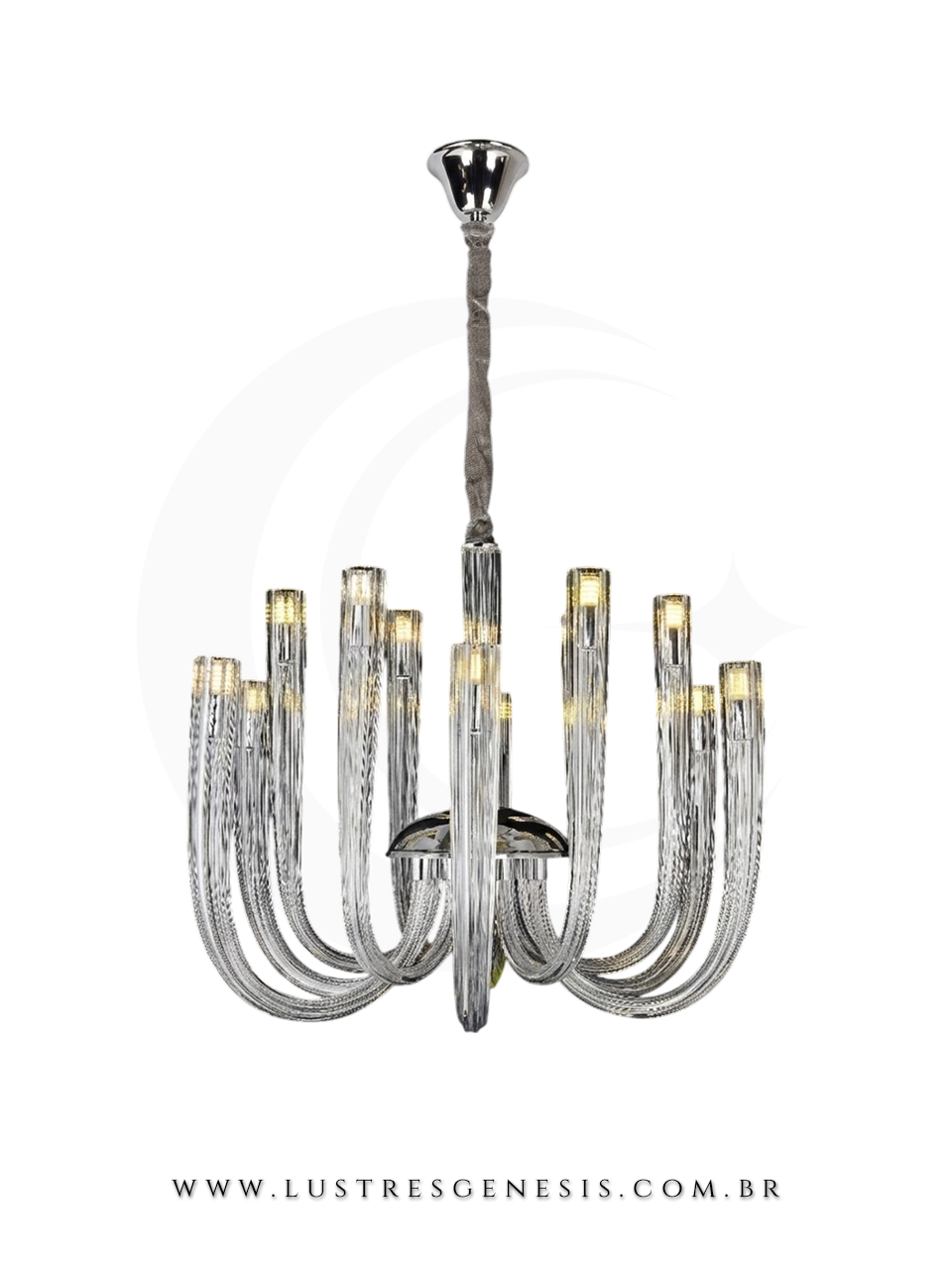 Lustre Pendente Classico Metal Cromado e Vidro 60x50cm G9, Sala de Jantar, Mesa Sala de Jantar, Sala de Estar, Quarto Casal, Suite Master